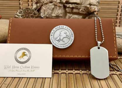 Wild Horse Custom Exotic Mother of Pearl Nickel Knife Collectors Dog Tags #002 - Image 2