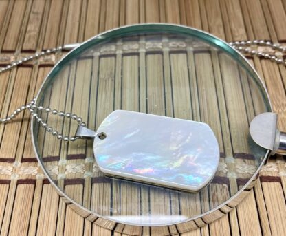 Wild Horse Custom Exotic Mother of Pearl Nickel Knife Collectors Dog Tags #002 - Image 3