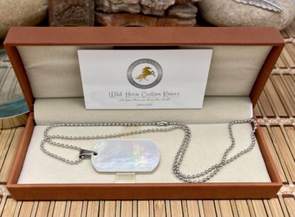 Wild Horse Custom Exotic Mother of Pearl Nickel Knife Collectors Dog Tags #002 - Image 4