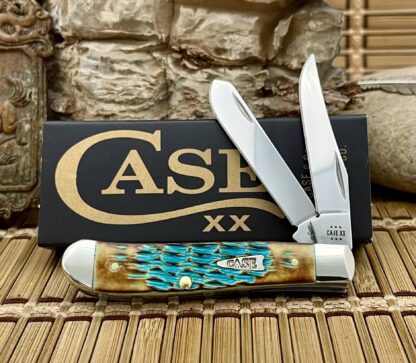 Case XX USA 2024 Crandall Jig Hand Fired Sky Blue Arrowhead Mini Trapper Knife