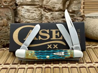 Case XX USA 2024 Crandall Jig Hand Fired Sky Blue Arrowhead Medium Stockman Knife