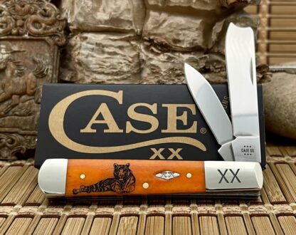 Case XX USA 2024 Persimmon Bone TIGER 1/500 Diamond Razor Barlow Knife