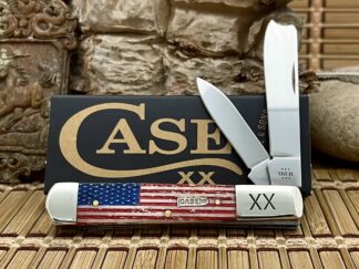 Case XX 2024 USA Natural Bone Red/White/Blue VINTAGE FLAG Razor Barlow Knife