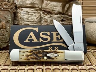 Case XX USA 2024 Peachseed Jig AMBER Bone 10722 Stainless Razor Barlow Knife