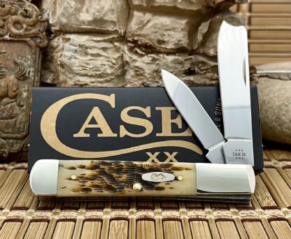 Case XX USA 2024 Peachseed Jig AMBER Bone 10722 Stainless Razor Barlow Knife