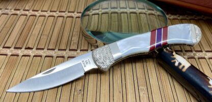 Buck 532 Wild Horse Custom Mother of Pearl & Bloody Jasper Bucklock Knife #1/1 - Image 2