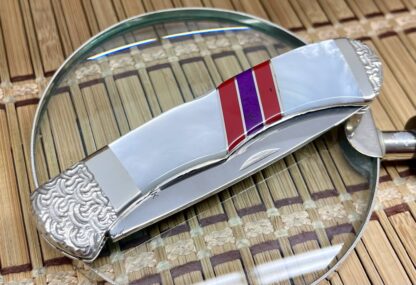Buck 532 Wild Horse Custom Mother of Pearl & Bloody Jasper Bucklock Knife #1/1 - Image 3