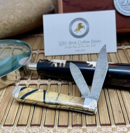 Case XX Wild Horse Custom Cross-Cut Mammoth Fossil Damascus Swell Center Jack Knife #3 - Image 2