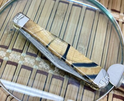Case XX Wild Horse Custom Cross-Cut Mammoth Fossil Damascus Swell Center Jack Knife #3 - Image 3