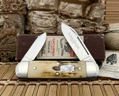 Schatt & Morgan Super Rare Mammoth Fossil & Mother of Pearl Slip Joint Baby Sunfish Knife 1/75