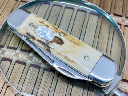 Schatt & Morgan Super Rare Mammoth Fossil & Mother of Pearl Slip Joint Baby Sunfish Knife 1/75 - Image 2