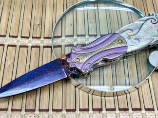 Suchat Jangtanong Custom Black Lip Pearl Anodized Titanium Damascus Steel Art Knife