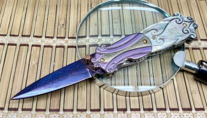 Suchat Jangtanong Custom Black Lip Pearl Anodized Titanium Damascus Steel Art Knife