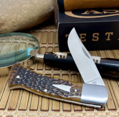 Case XX USA 2024 Jigged Antique Bone 154-CM Bill Ruple 1/200 Axe Handle Knife - Image 2