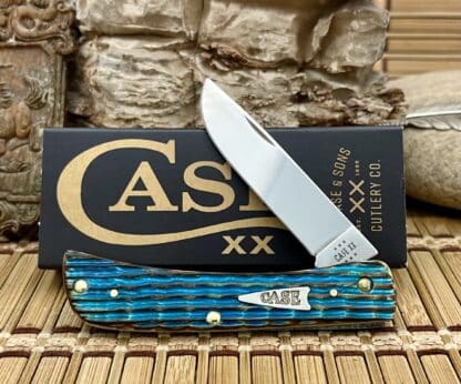 Case XX USA 2024 Crandall Jig Hand Fired Sky Blue Arrowhead Sod Buster Jr. Knife