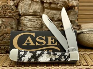 Case XX USA White Pearl Rose Thorn 1/500 Stainless Trapper Pocket Knife