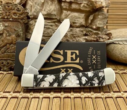 Case XX USA White Pearl Rose Thorn 1/500 Stainless Trapper Pocket Knife - Image 2