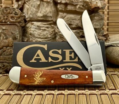 Case XX USA Chestnut Bone Gold Edition DEER Scene 1/500 Trapper Knife