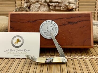 Case XX Wild Horse Custom Gold Lip Pearl & Abalone Damascus Toothpick Knife #1