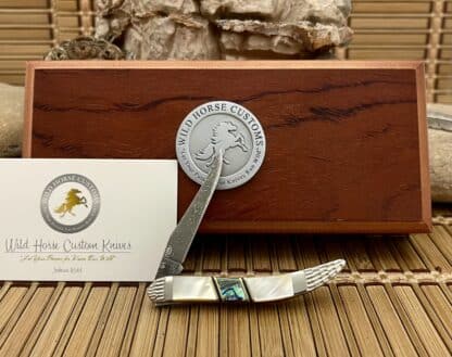 Case XX Wild Horse Custom Gold Lip Pearl & Abalone Damascus Toothpick Knife #1 - Image 4