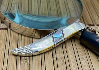Case XX Wild Horse Custom Gold Lip Pearl & Abalone Damascus Toothpick Knife #1 - Image 2