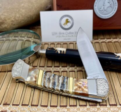 Buck 110 USA Wild Horse Custom Mammoth Tooth & Brown Lip Lockback Hunter Knife #2 - Image 2