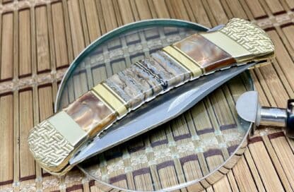 Buck 110 USA Wild Horse Custom Brown Lip & Mammoth Tooth Lockback Hunter Knife #03 - Image 4