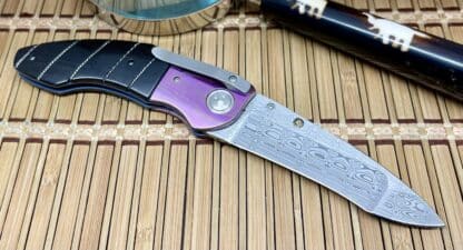 Allen Elishewitz Custom Full Dress Ebony Damascus Creedmore Linerlock Folder Knife - Image 3