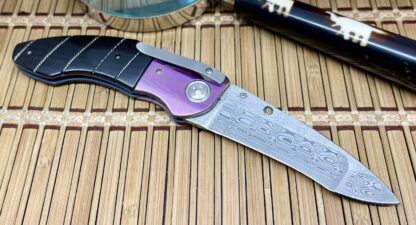 Allen Elishewitz Custom Full Dress Ebony Damascus Creedmore Linerlock Folder Knife - Image 3