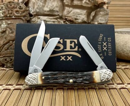 NEW Case XX Custom Hand-Fired Peachseed AMBER Bone Medium Stockman Knife #47 - Image 4