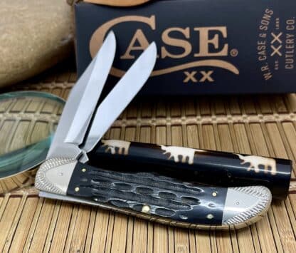 Case XX USA Amazing Custom Genuine Buffalo Horn Folding Hunter Knife #5 - Image 4