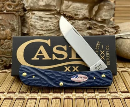 Case XX USA 2024 Rough Navy Blue 39969 Stars & Stripes Sod Buster Jr Pocket Knife