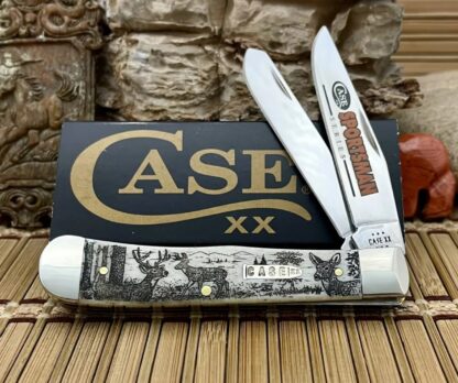 Case XX USA Natural Bone DEER Sportsman Series 81220 Trapper Pocket Knife