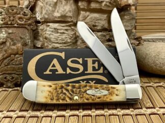 Case XX USA Beautiful Peachseed Jig AMBER Bone 164 Trapper Pocket Knife