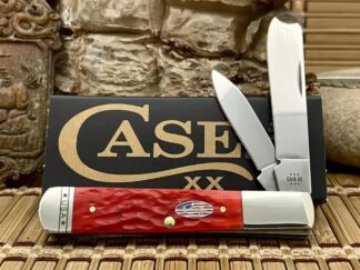 Case XX USA 2024 Dark Red Bone Stars & Stripes 10766 Razor Barlow Pocket Knife