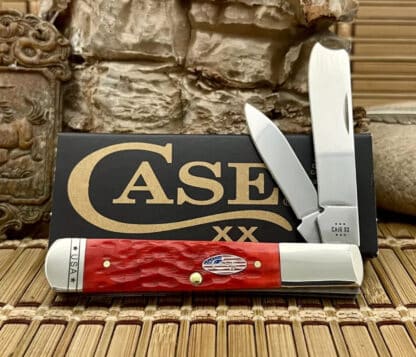 Case XX USA 2024 Dark Red Bone Stars & Stripes 10766 Razor Barlow Pocket Knife
