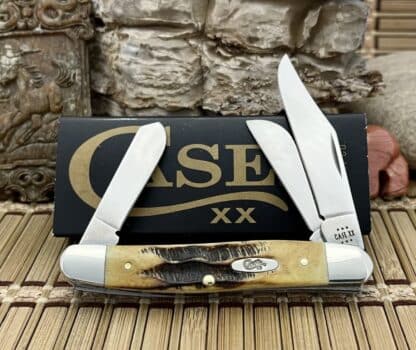 Case XX USA 6.5 Burnt BONE STAG 65336 Stainless Stockman Pocket Knife