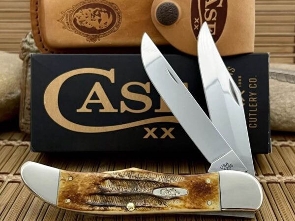 Case XX USA 2024 6.5 Burnt Bone Stag 3574 Folding Hunter Knife w/Sheath