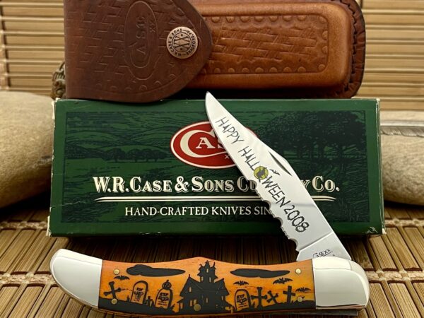 Case XX USA Super Rare 2008 Persimmon Bone HALLOWEEN Folding Hunter Knife