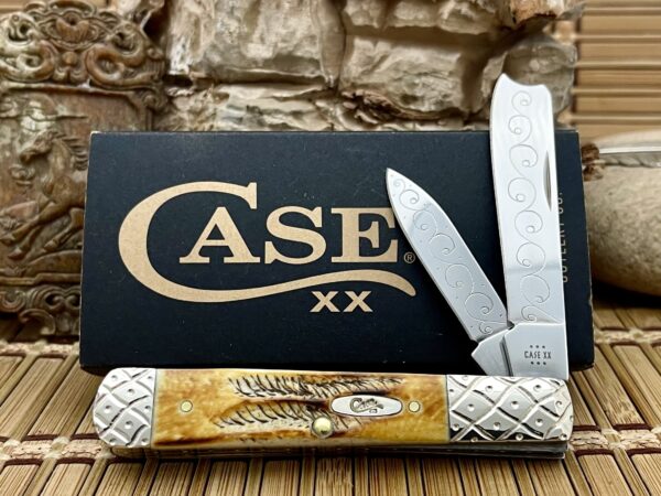 Case XX USA Beautiful Custom 6.5 Bone Stag Razor Barlow Pocket Knife #08