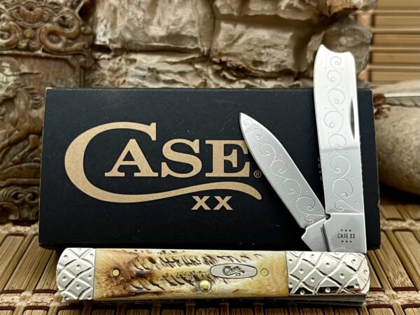 Case XX USA Beautiful Custom 6.5 Bone Stag Razor Barlow Pocket Knife #09