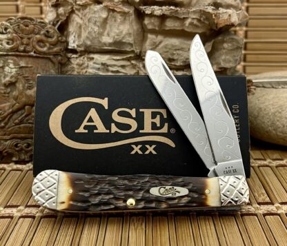 NEW Case XX Amazing Custom Hand-Fired Peachseed AMBER Bone Trapper Knife #27