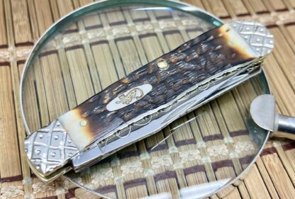 NEW Case XX Amazing Custom Hand-Fired Peachseed AMBER Bone Trapper Knife #27 - Image 2