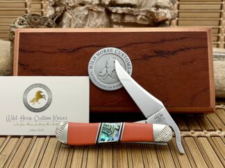 NEW Case XX Wild Horse Custom Exotic Paua Abalone & Salmon Coral Russlock Knife #1/5