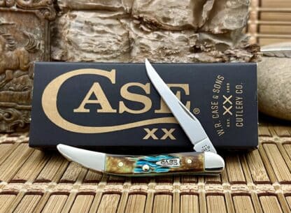 Case XX USA 2024 Crandall Jig Hand Fired Sky Blue Arrowhead Toothpick Pocket Knife