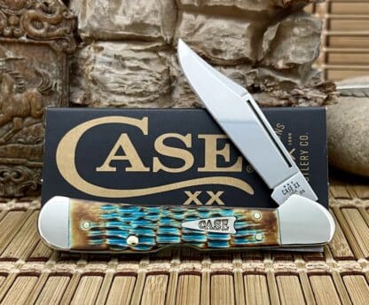 Case XX USA 2024 Crandall Jig Hand Fired Sky Blue Arrowhead Copperlock Knife