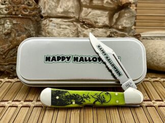 Case XX USA 2024 Smooth Lime Green Bone HALLOWEEN Mini Copperlock Knife w/Tin