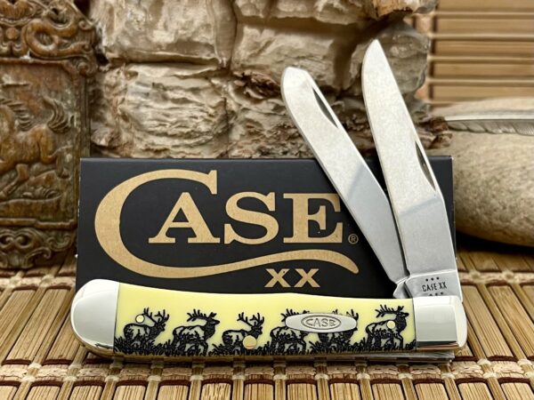 Case XX USA 2024 Beautiful Smooth Yellow ELK Walking Trapper Pocket Knife