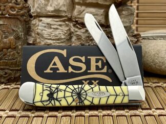 Case XX USA Beautiful Smooth Yellow BLACK WIDOW Trapper Pocket Knife