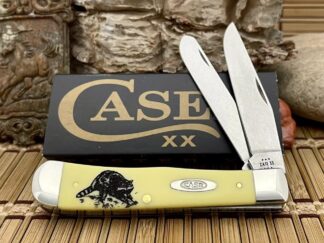 Case XX USA 2024 Beautiful Smooth Yellow RACCOON Stainless Trapper Pocket Knife